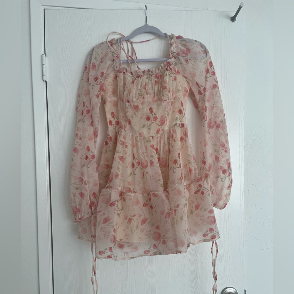 Cider Floral Ruffle Halter Mini Dress